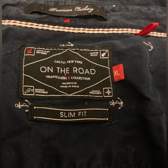 XL slim fit men’s ON THE ROAD button-up long sleeve shirt - Picture 2 of 8